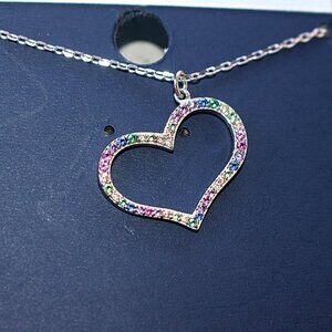 New in Package - Olivia Jackson - Rainbow Floating Heart Cubic Zirconia Pendant